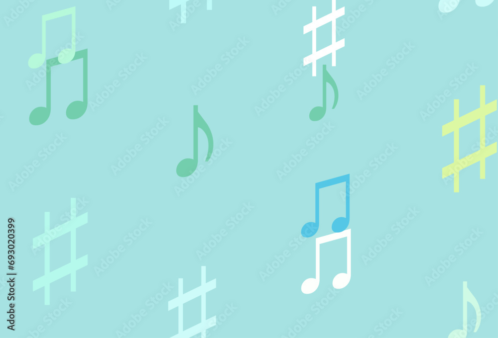 Light Green, Yellow vector backdrop with music notes. Light Green, Yellow vector backdrop with music notes.