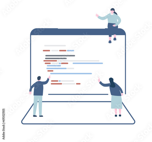 Vector illustration of programing with people	
