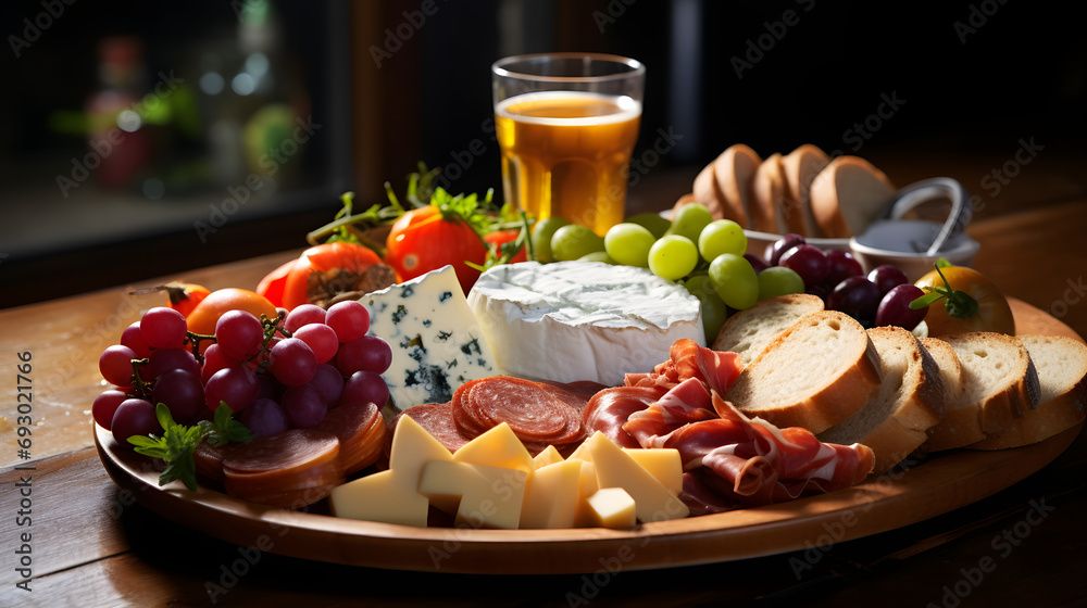 ploughman's lunch serve in colourful plate