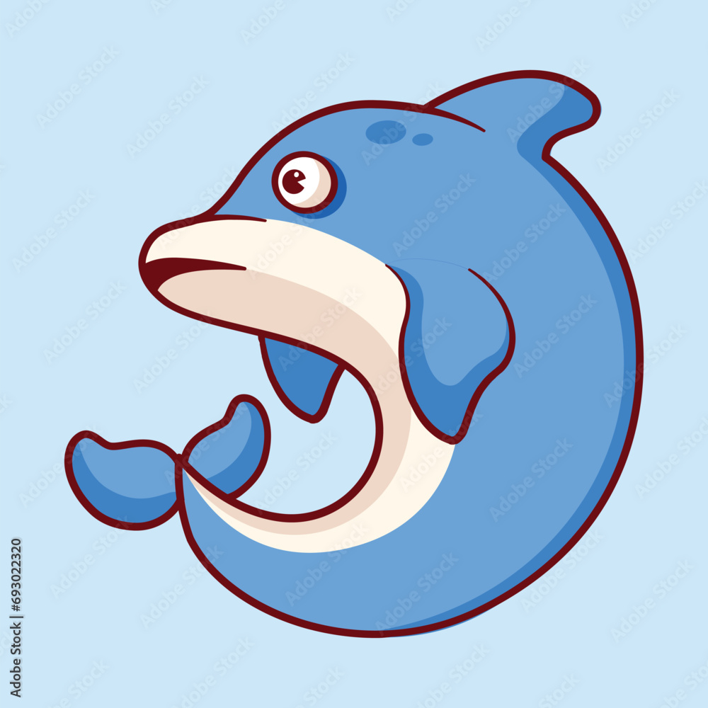 Fototapeta premium Cute dolphin character vector illustration