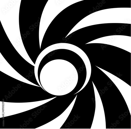 Abstract background inside of a gun barrel. Spiraled interior of a gun. 007 logo. Abstract background.