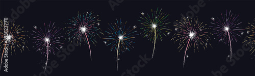 Fun hand drawn doodle fireworks, seamless pattern, great for textiles, wrapping, banner, wallpapers - vector design