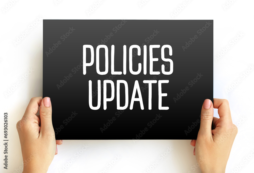 Policies Update text on card, concept background - obrazy, fototapety, plakaty 