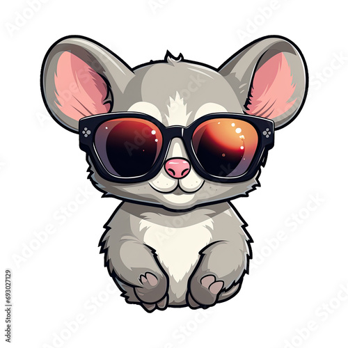Little cute sugar glider wearing sunglasses.