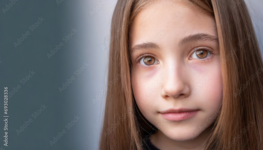 Naklejka premium A Look into a Young Mind: A Close-up Portrait of a Curious Girl