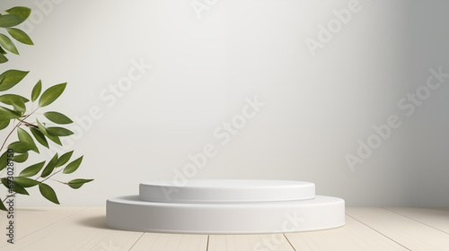 Minimal background. podium and white background for product presentation. 3d rendering illustration © pier