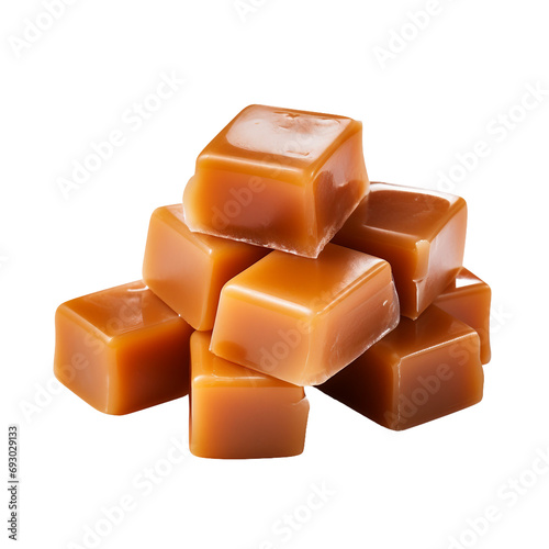 Isolated Soft Buttery Caramels on a transparent background