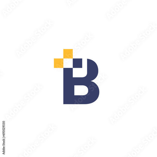 Inital B with plus icon medical logo. Usable for business, science, healthcare, medical, hospital and doctor letter design vector