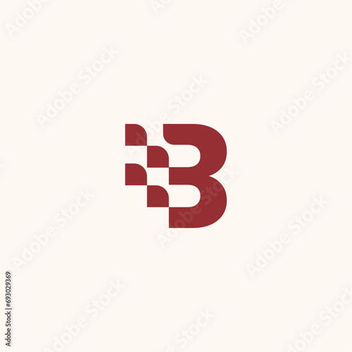 B logo with whoosh flag futtering effect. Letter B usable for business technology logo in the form of data. network connection icon, share symbol design vector