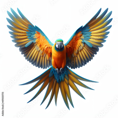 blue and yellow macaw, macaw parrot, blue and gold macaw, guacamaya azul, amarilla, dorada, Ara, ара, high quality portrait, isolated white background. photo