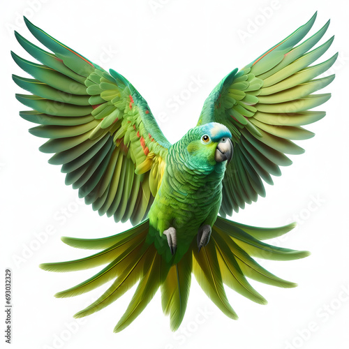 green parrot, loro verde, зеленый попугай, burung beo hijau, pappagallo verde, isolated White background photo