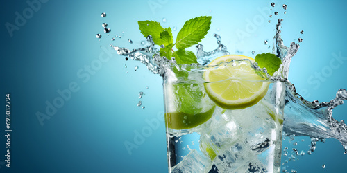 lime in water.Lime Elegance: A Refreshing Splash.AI Generative 