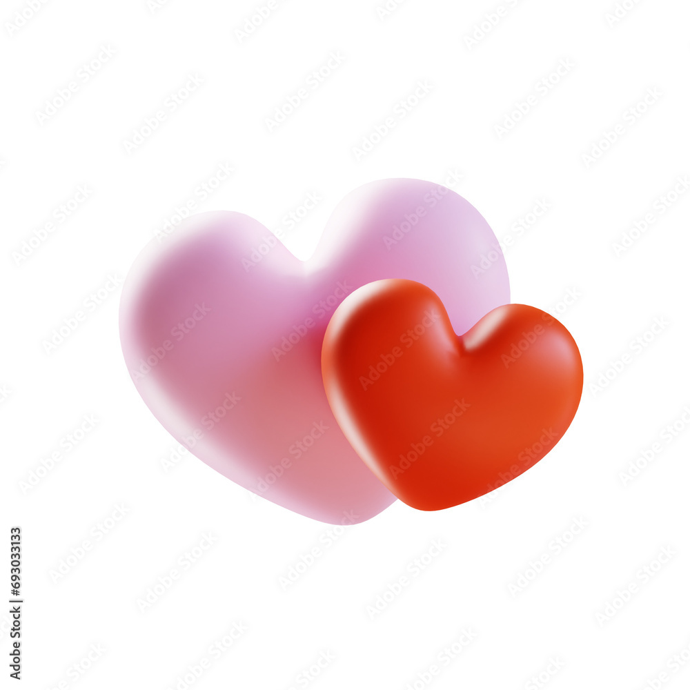 3d render pink red love heart symbol