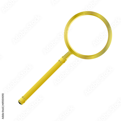 3d golden  magnifying glass
