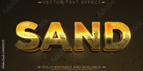 Sand text effect, editable beach and arid customizable font style