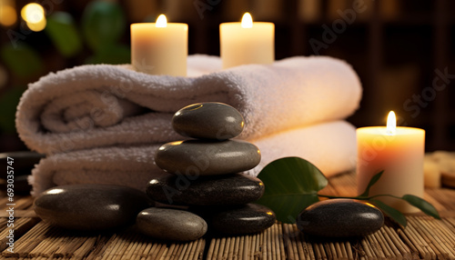 Relaxation, candle, spa treatment, aromatherapy, healthy lifestyle generated by AI
