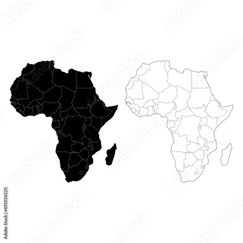 Layered editable vector illustration outline Map of African continent
