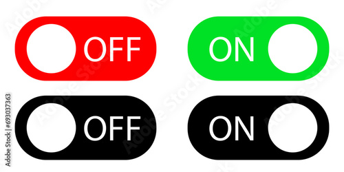 A set of buttons to turn on and off. Vector green, red and color buttons on isolated background for your design. Vector EPS 10