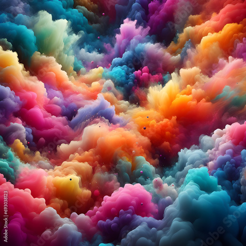 Many colored abstract smoke background. Powder and colors splash, paint and creative explode concept. © Serkan