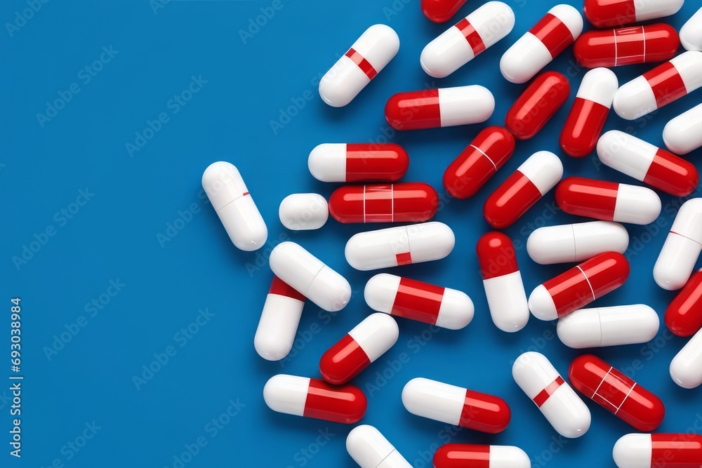  white-red tablets. close-up . the concept of health
