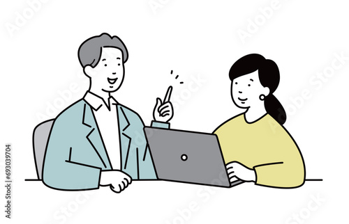 会話をする男女のビジネスパーソン