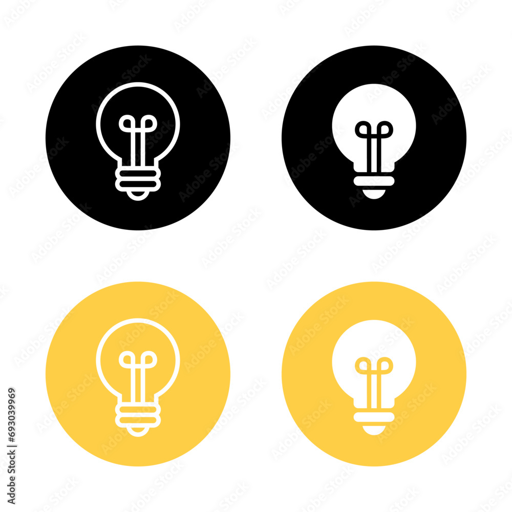 Light bulb icon on circle background. Lamp symbol vector Light bulb icon on circle background. Lamp symbol vector