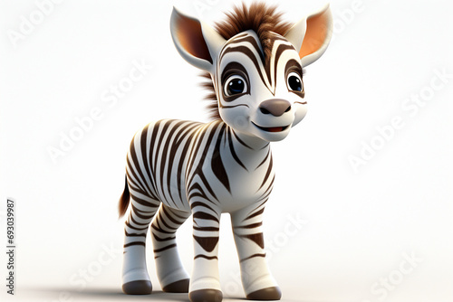 3d little zebra cartoon