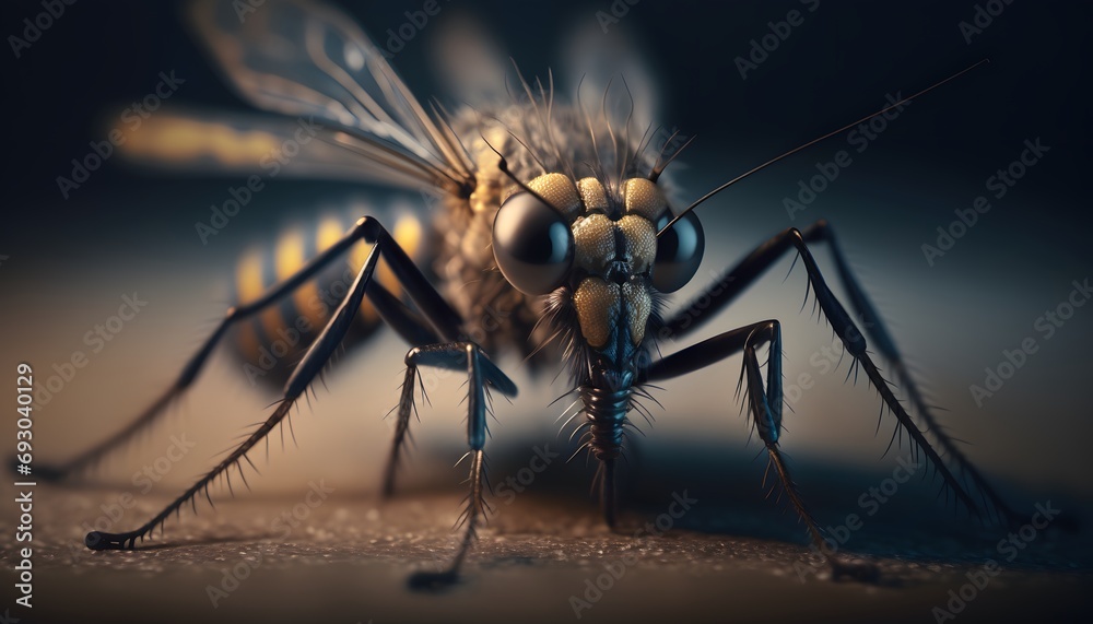 mosquito on human skin at sunset Tiger mosquito Aedes albopictus - obrazy, fototapety, plakaty 