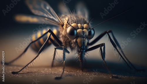 mosquito on human skin at sunset Tiger mosquito Aedes albopictus