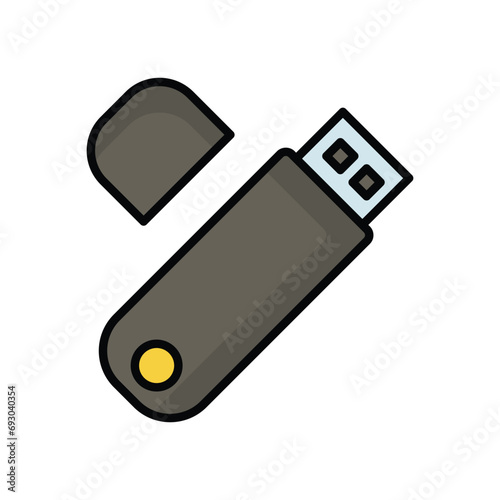 usb flash drive icon with white background vector stock illustration