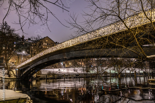 Wallpaper Mural Stockholm, Sweden A view of the Palsundet canal at night suring winter after snow. Torontodigital.ca
