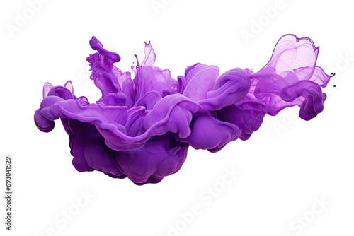 Purple Watercolor Acrylic paint splashing, stain grunge, brush stroke isolated on transparent png background, colorful oil painting.