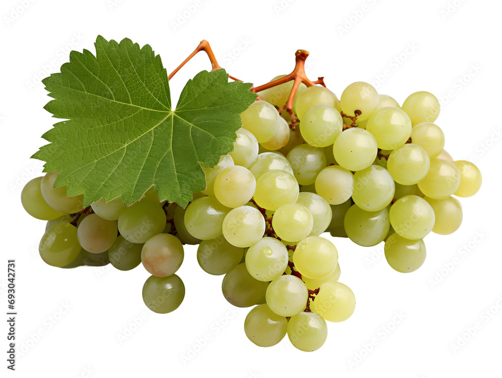 Obraz premium Fresh white grapes with a dynamic water splash on a white background