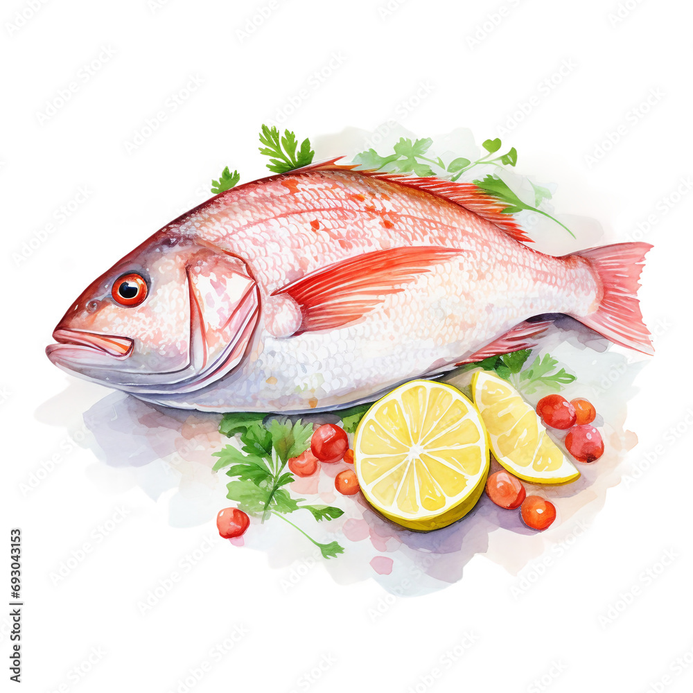 Isolated Yellowtail Snapper Recipe White on a transparent background
