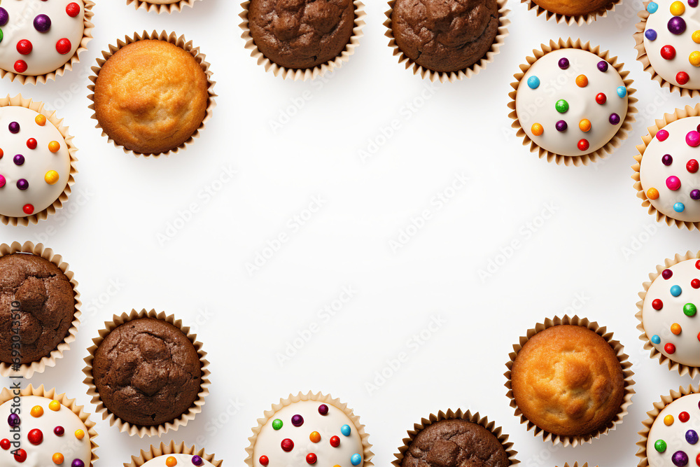 frame made of Muffins white background frame made of Muffins white background