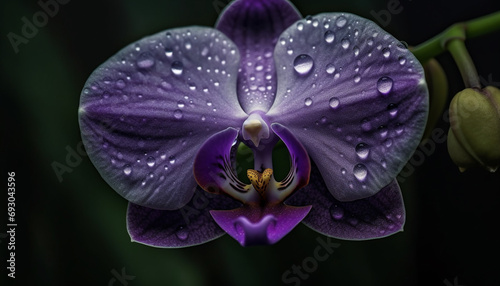 Tranquil scene of purple orchid  beauty in nature elegance generated by AI
