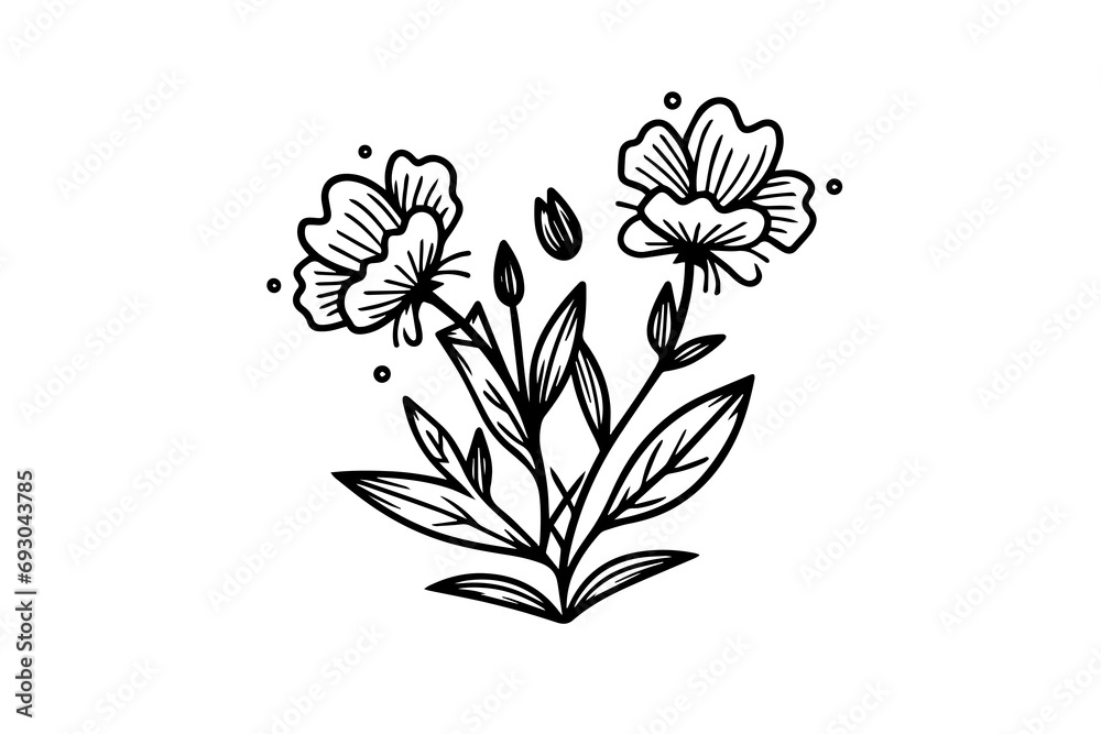 Hand drawn ink sketch of meadow wild flower. Engraved style vector illustration. Hand drawn ink sketch of meadow wild flower. Engraved style vector illustration.