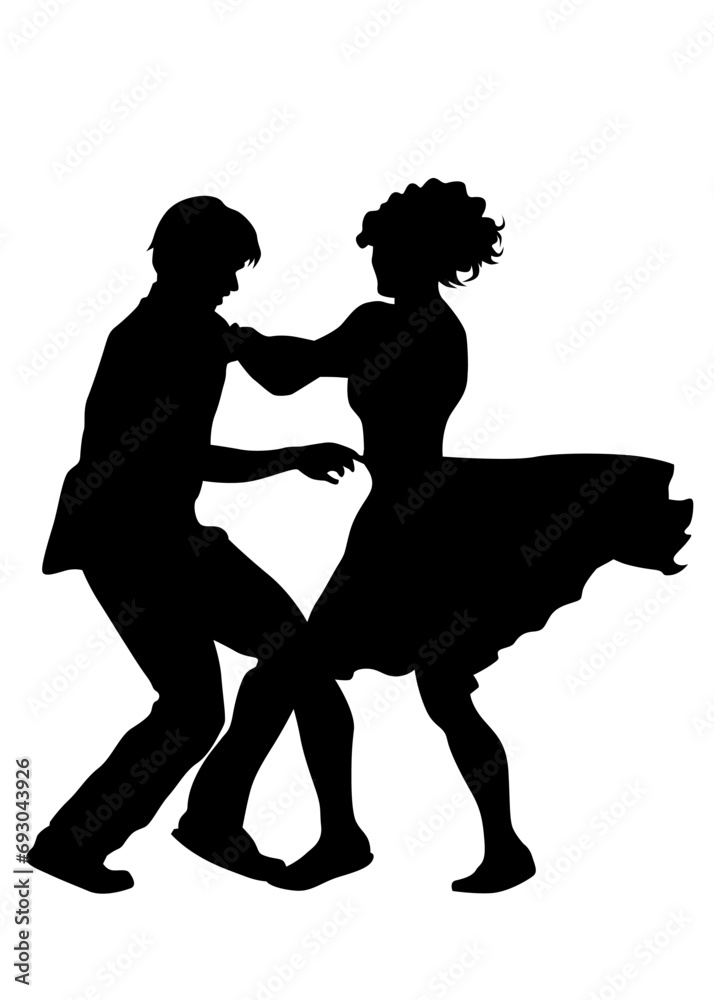 Young people are dancing in a nightclub. Isolated silhouettes on white background Young people are dancing in a nightclub. Isolated silhouettes on white background
