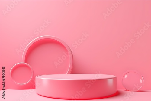 Abstract Mock Up Scene Minimal Concept Pink Color With Geometry Shape Podium Background for Product Presentation. 3d Rendering.