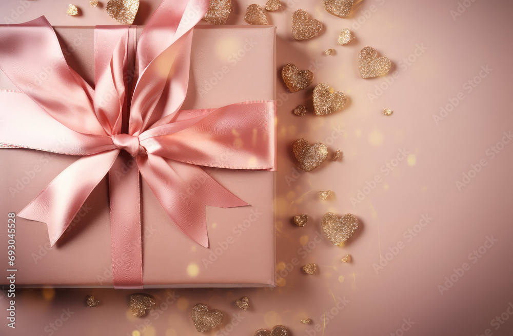 Pink ribbon and golden hearts on valentines Day valentines day background valentine s day polaroid, in the style of dark beige and gold, kawaii chic, luxurious, texture-rich, pastel-hued, vibrant, met Pink ribbon and golden hearts on valentines Day valentines day background valentine s day polaroid, in the style of dark beige and gold, kawaii chic, luxurious, texture-rich, pastel-hued, vibrant, met