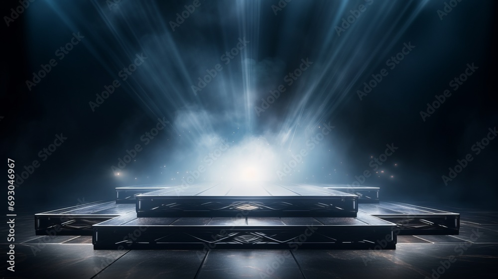 A stage with lights and a stage set - obrazy, fototapety, plakaty 