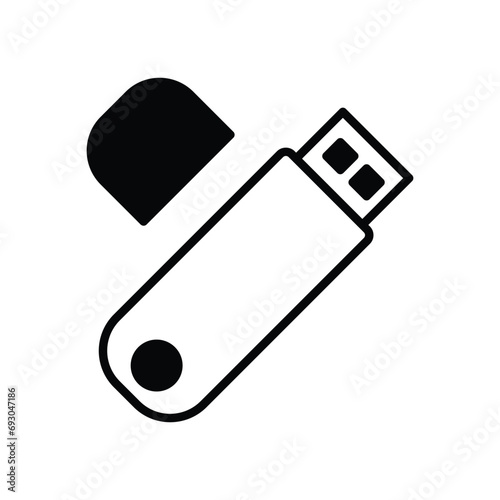 usb flash drive icon with white background vector stock illustration