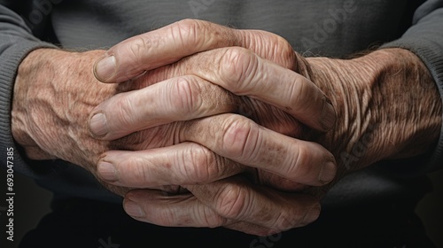 An old man holding his hands together