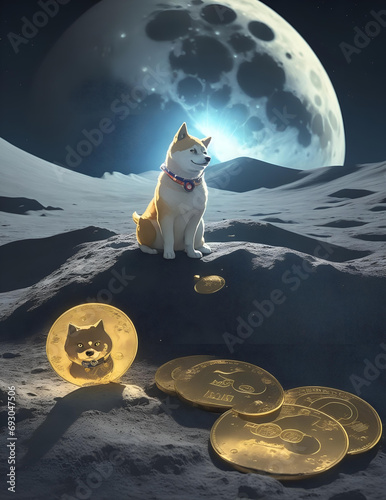 Dogecoin on the moon photo
