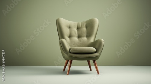 A green chair sitting in front of a green wall © NK