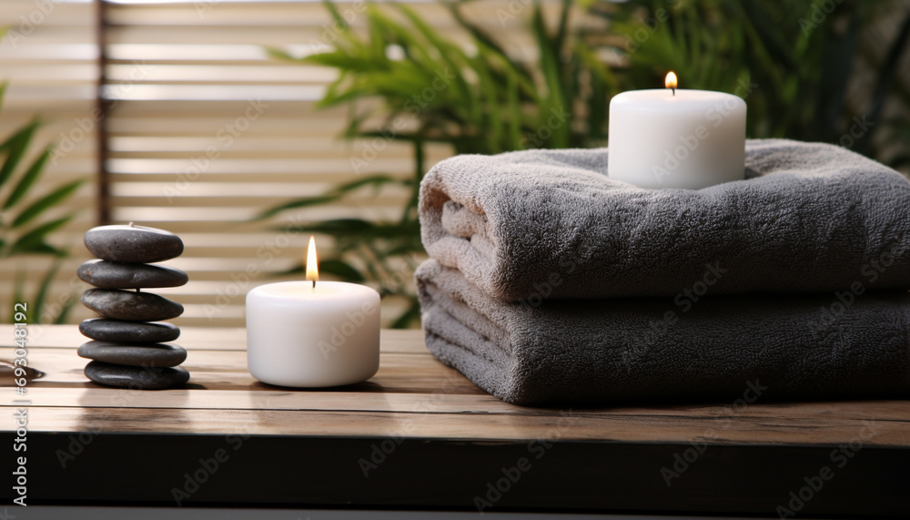 Relaxation and pampering in a tranquil spa generated by AI Relaxation and pampering in a tranquil spa generated by AI