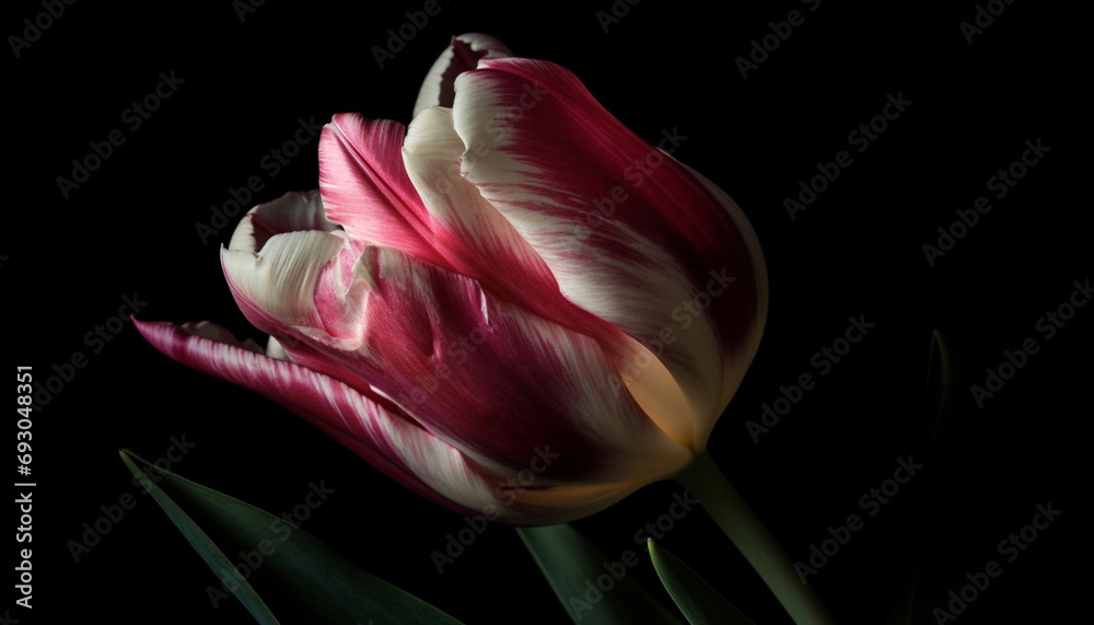 Fototapeta premium Vibrant bouquet of multi colored tulips, a symbol of love generated by AI