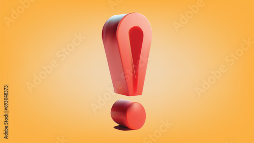 3d render of red exclamation mark icon, vector illustration