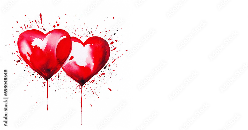 Drawing of a red heart on a white background
