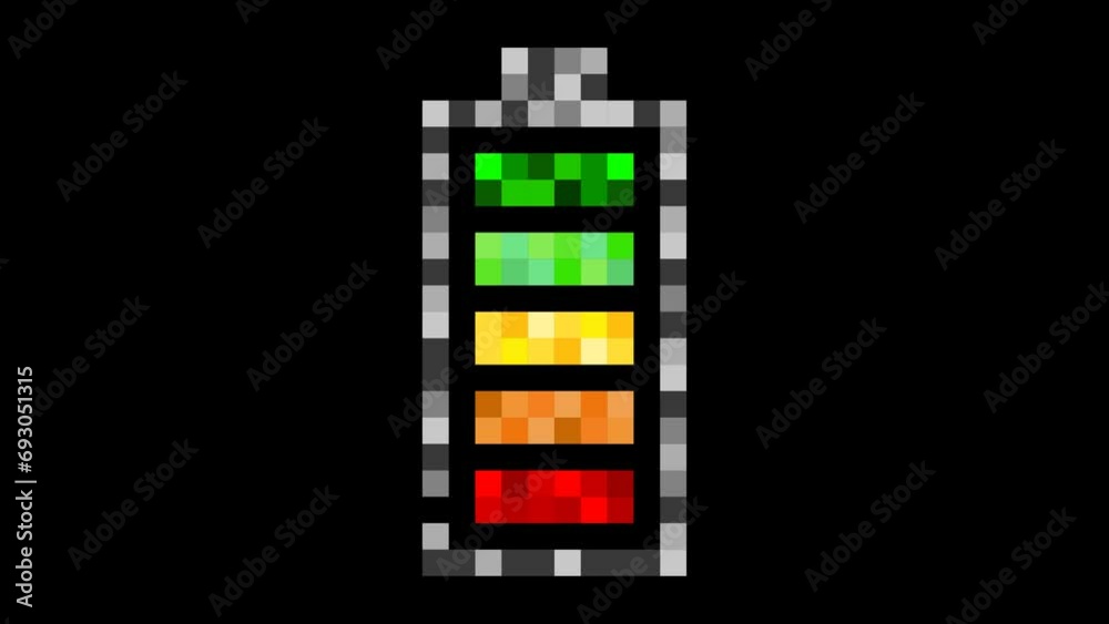 Pixelated Battery Charging Icon Overlay Pixelated Battery Charging Icon Overlay